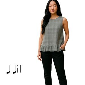 J Jill Black White Plaid Top Size L